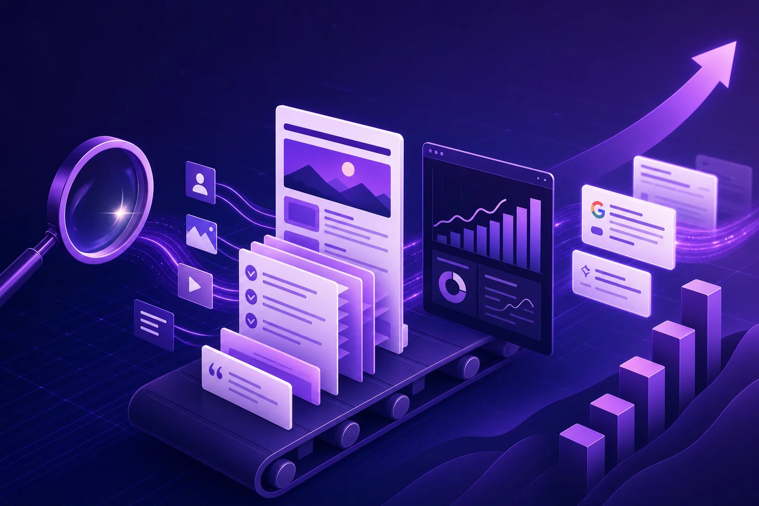 seo content examples - Marketing team reviewing content structures and performance dashboards