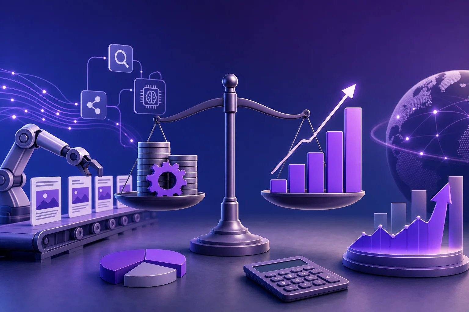 SEO ROI calculator dashboard showing content cost and growth estimates