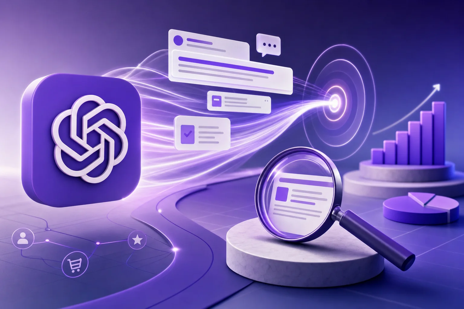 how to appear in chatgpt answers - Marketer reviewing AI search results and brand visibility on a laptop