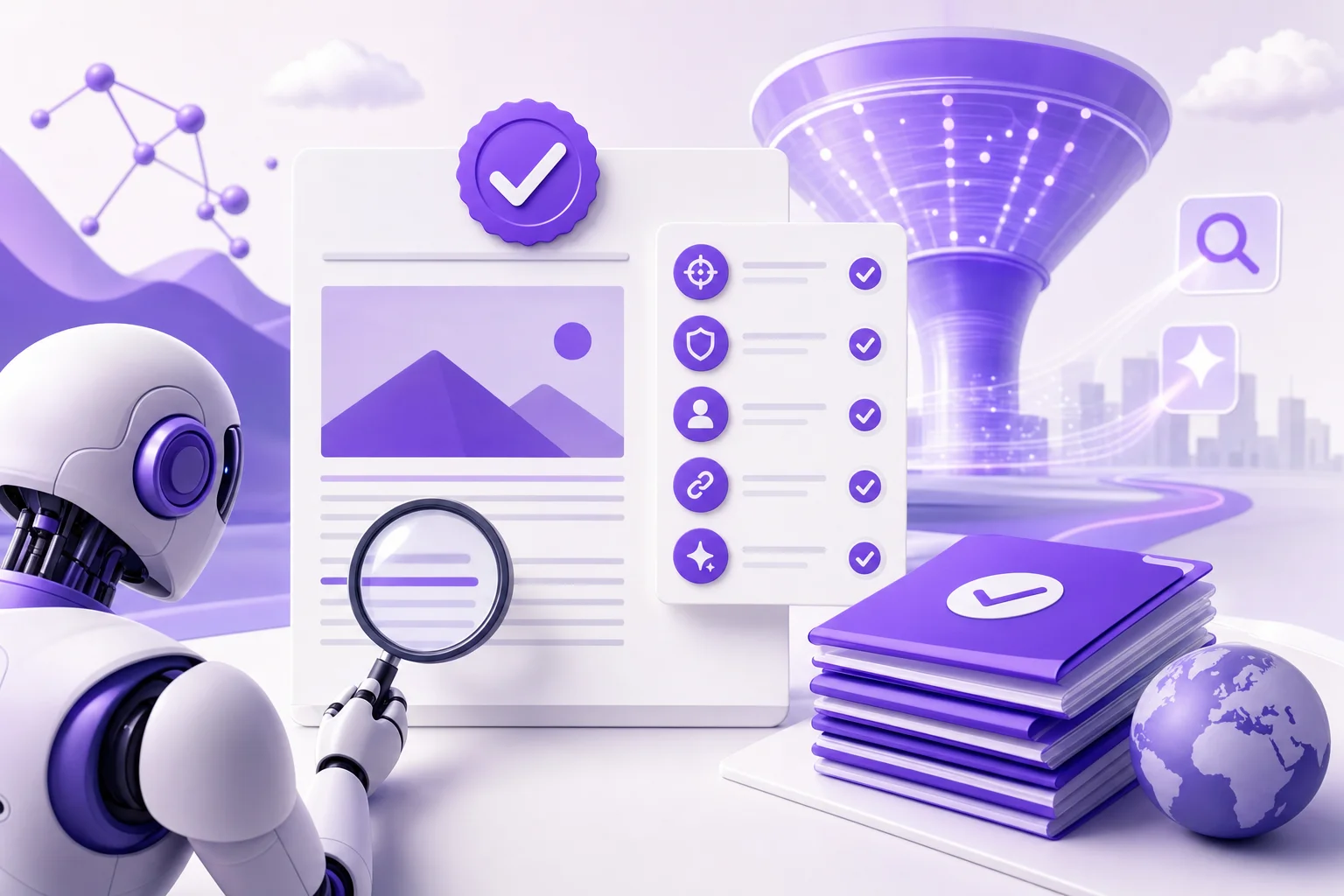 AI content quality control dashboard reviewing SEO drafts before publication