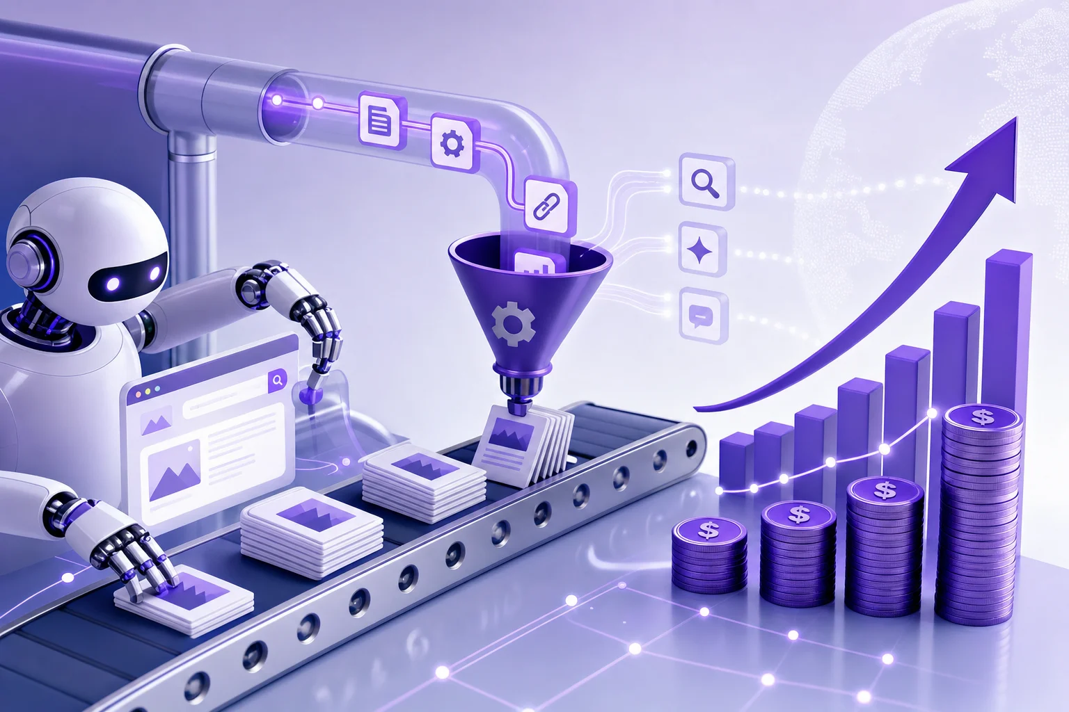 organic growth automation ROI - Team reviewing growth metrics and ROI charts on a business dashboard