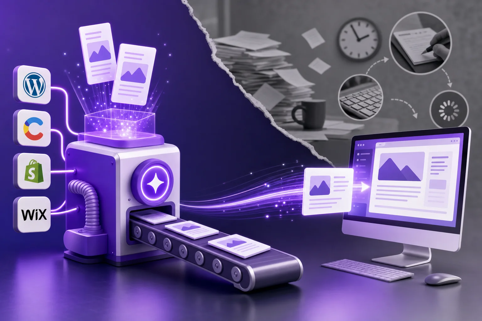 Automated content publishing workflow connecting SEO articles to a CMS