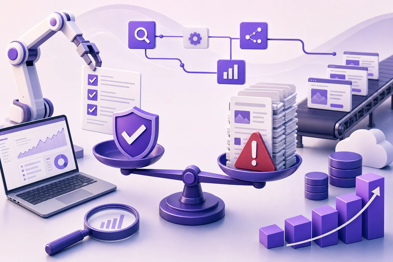 Dashboard showing an seo automation risk checklist for safer publishing