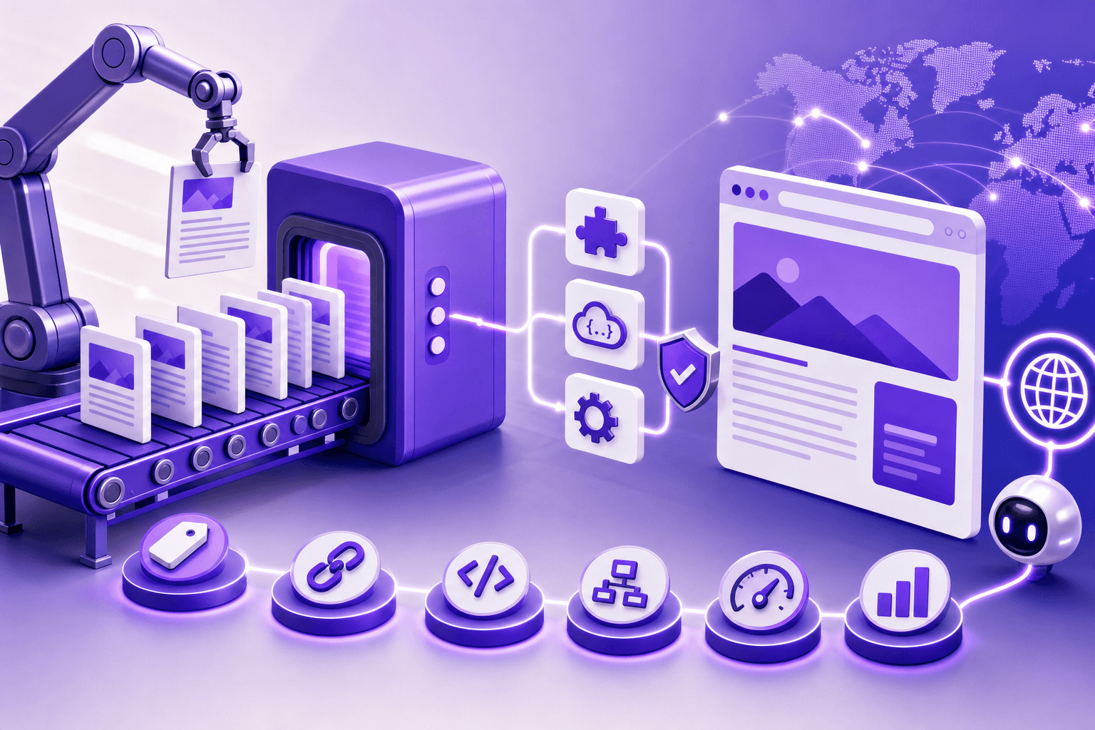 Automated content publishing workflow connecting SEO articles to a website
