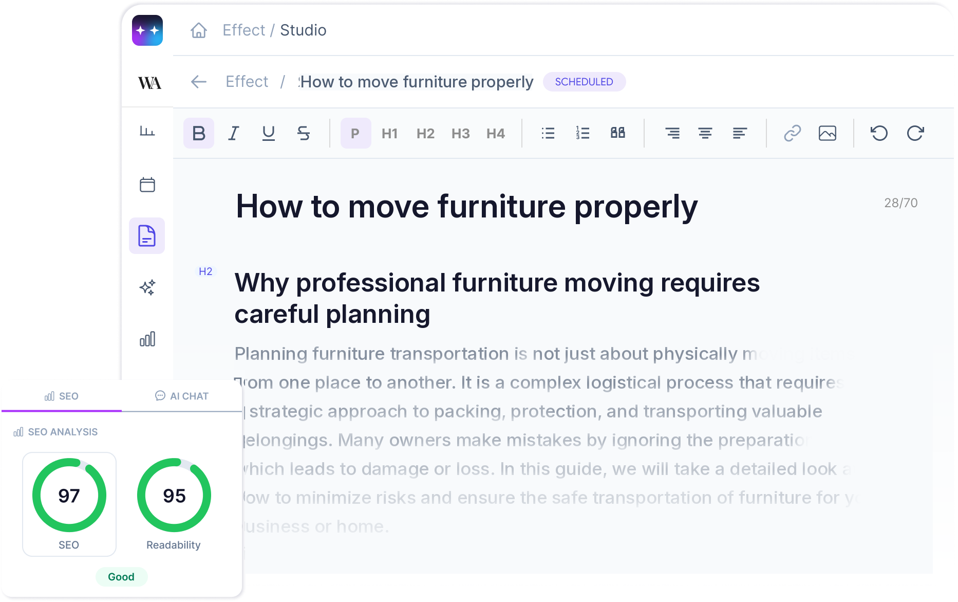 Seonix dashboard — content autopilot