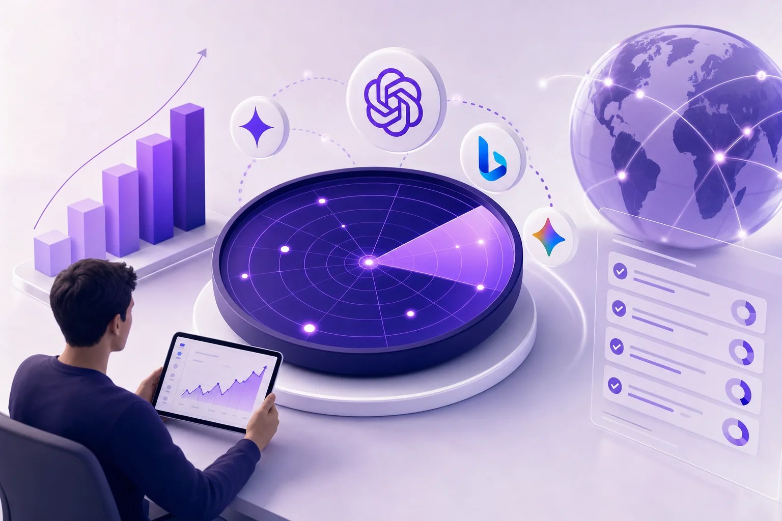 ai visibility tracking for businesses - Business analyst reviewing performance charts and a reporting