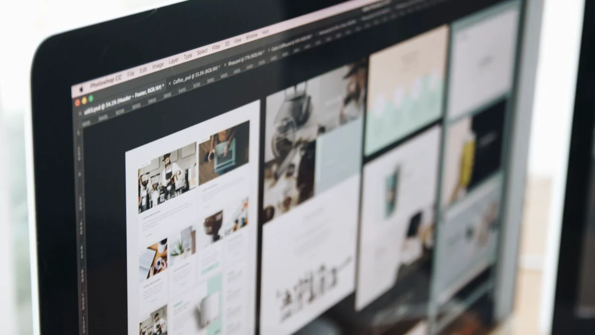 Website publishing dashboard open on a laptop with scheduled content entries