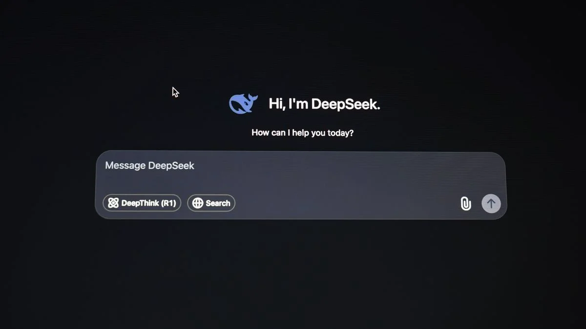 A person viewing an AI search interface and search results on a desktop screen