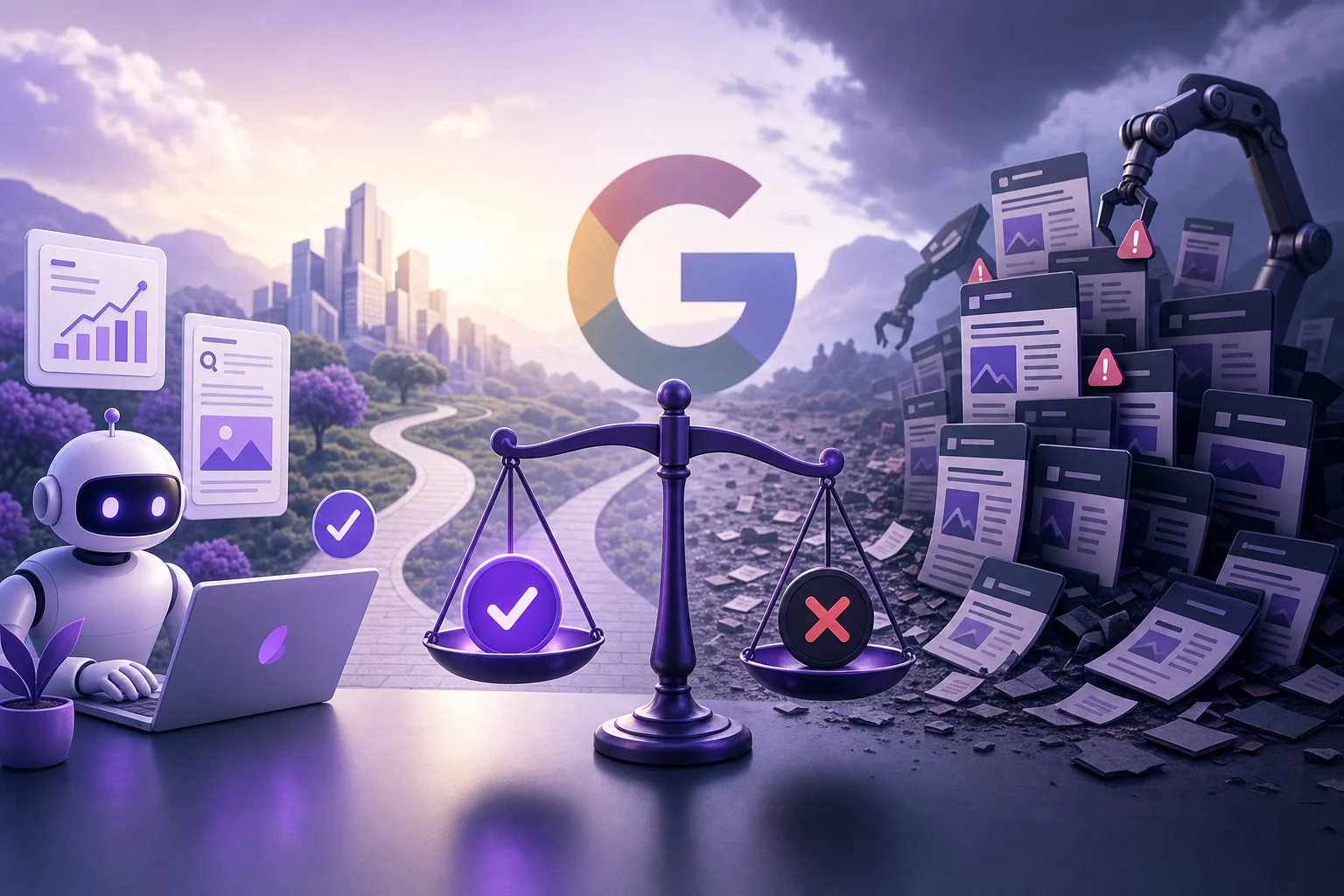 does google penalize ai content - Editor reviewing website content on a laptop at a desk