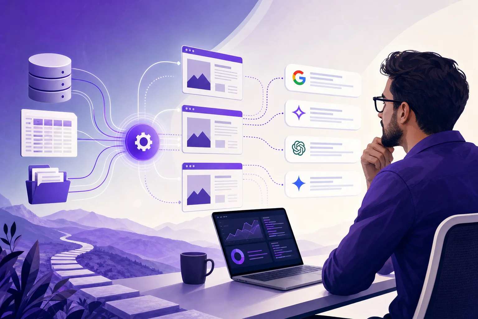 programmatic seo platforms compared - Marketing team reviewing software options together on a laptop at an