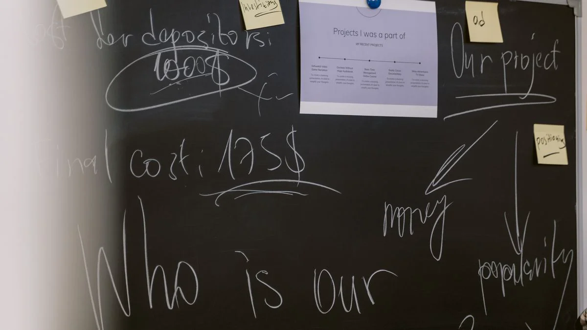 Team planning a 90-day content and reporting timeline on a board