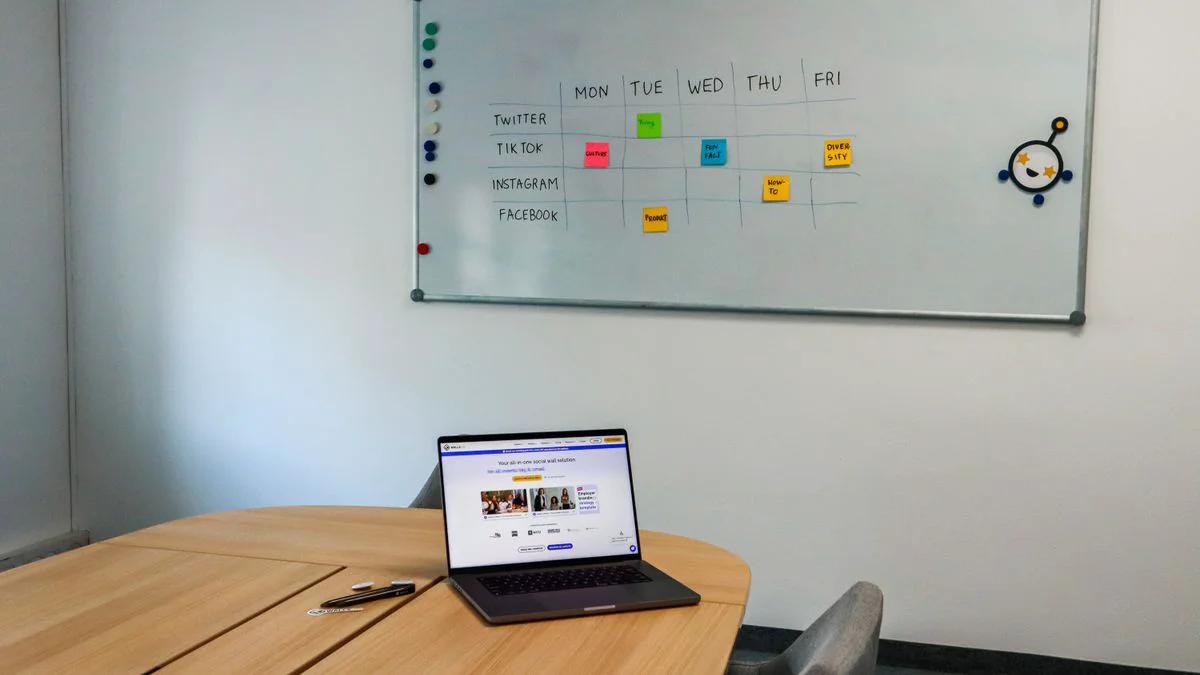 A project roadmap on a whiteboard with tasks, timelines, and priorities for a 90-day plan.